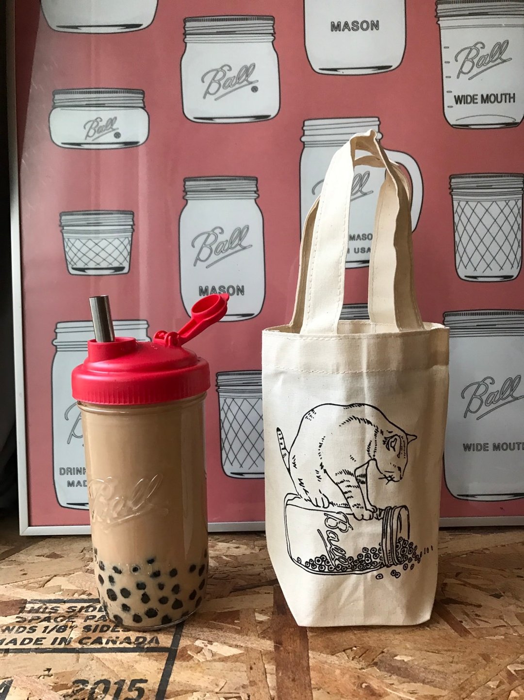 Ball梅森罐24oz粗吸管杯盖与单杯袋-猫咪 - 收纳用品 - 玻璃 