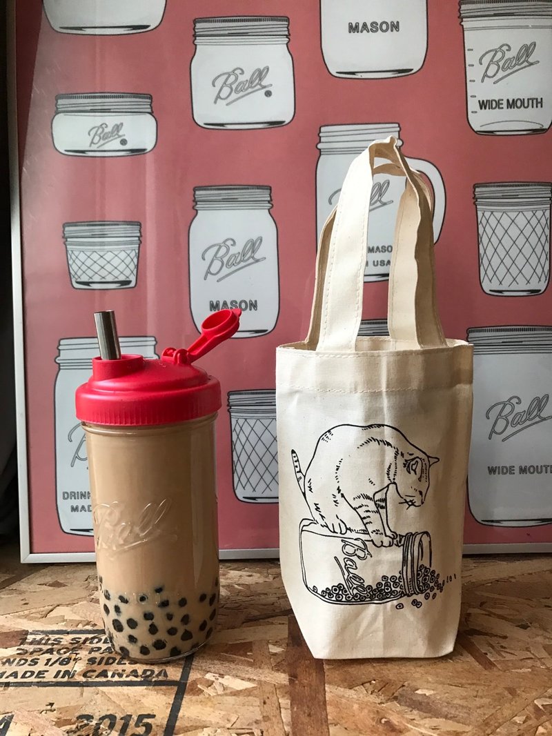 Ball梅森罐24oz粗吸管杯盖与单杯袋-猫咪 - 收纳用品 - 玻璃 