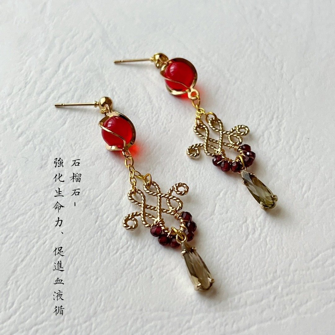 【光与夜之恋-陆沉】 印象耳环 - 耳环/耳夹 - 水晶 红色