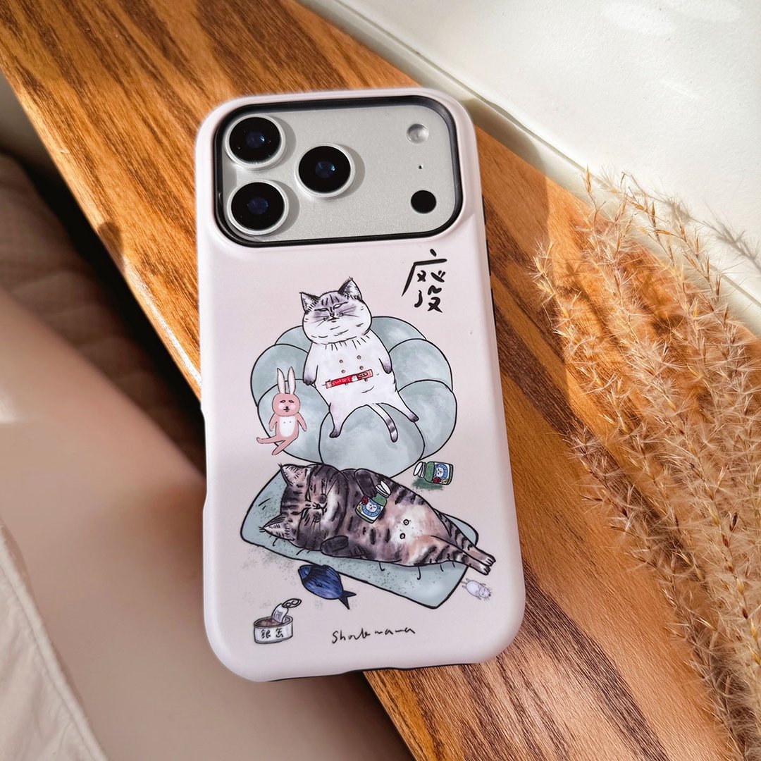 【Magsafe 磁吸手机殻】废猫人生 - iPhone 15-18 双层手机壳 - 手机壳/手机套 - 塑料 卡其色