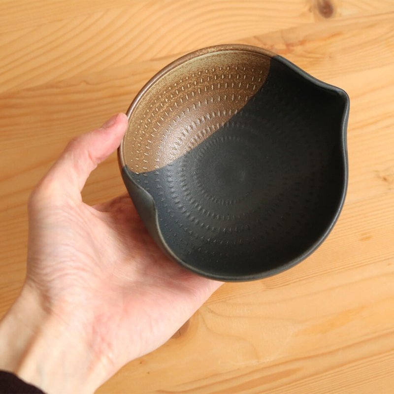 小石原烧双色小碗 森木窑 12.5cm 森山健二 陶器 餐具 - 碗 - 陶 黑色