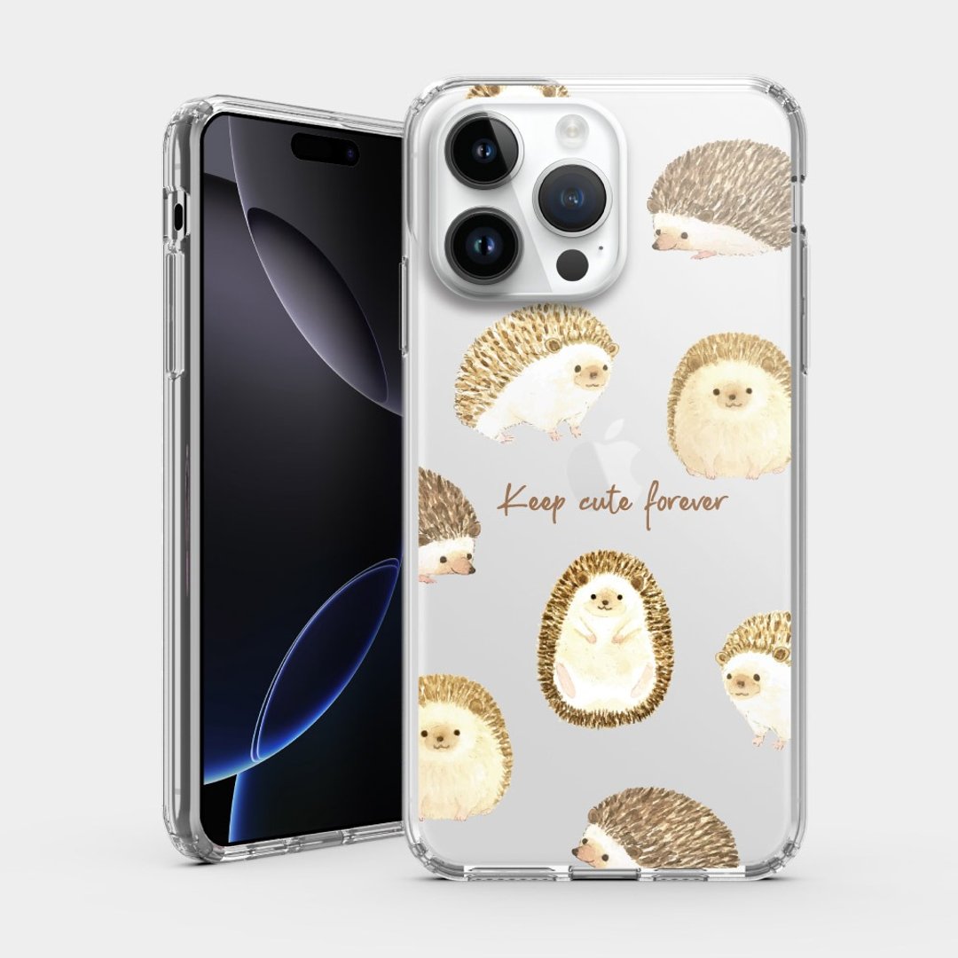 刺猬家族 IPHONE i16 i15 i14 i13 i12 保护壳 透明手机壳 PS229 - 手机壳/手机套 - 塑料 卡其色