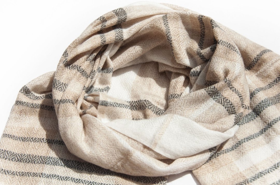 喀什米尔Cashmere 针织围巾 纯羊毛围巾 手织围巾 编织围巾-焦糖 - 围巾/披肩 - 羊毛 卡其色
