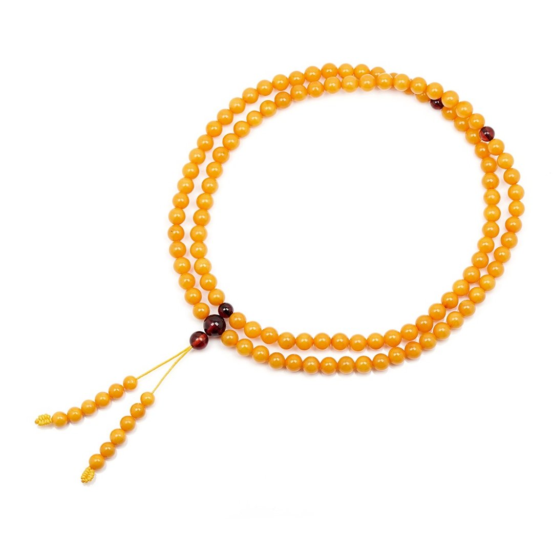 【正佳珠宝】老蜜蜡琥珀 阳橙老蜜 5.3-5.8mm 108颗转运珠 - 手链/手环 - 半宝石 多色