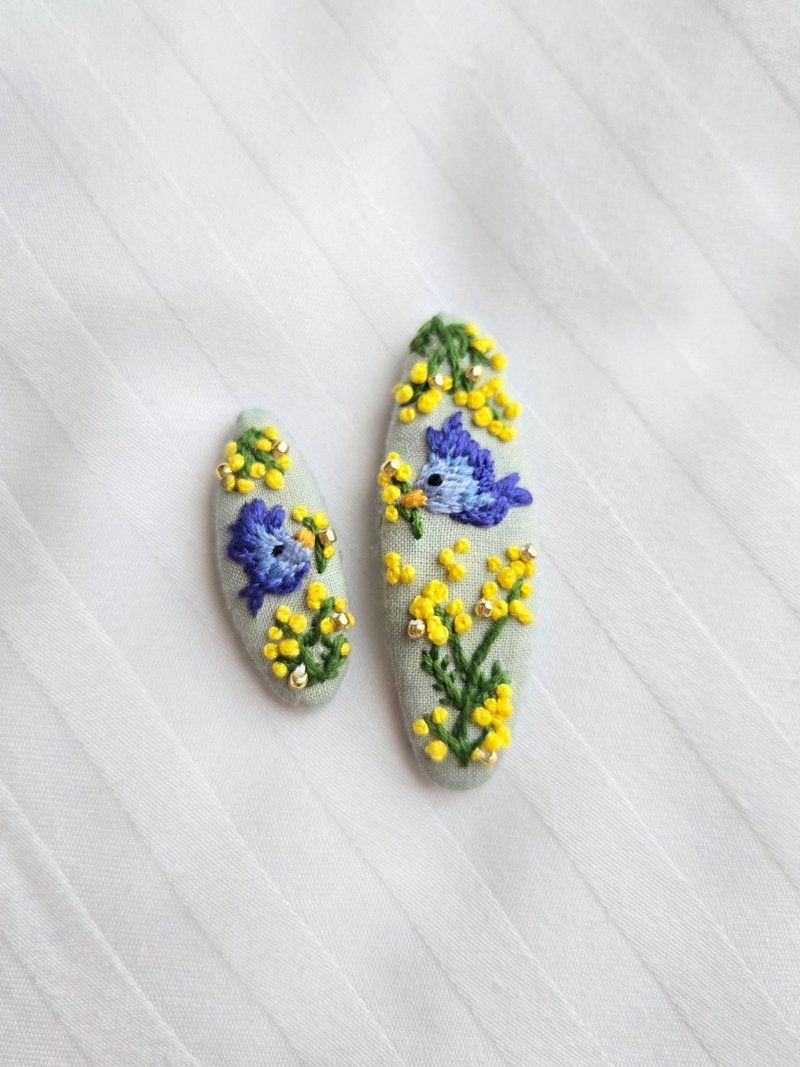 飞鸟与金合欢 -  bb发夹 - 发饰 - 绣线 多色