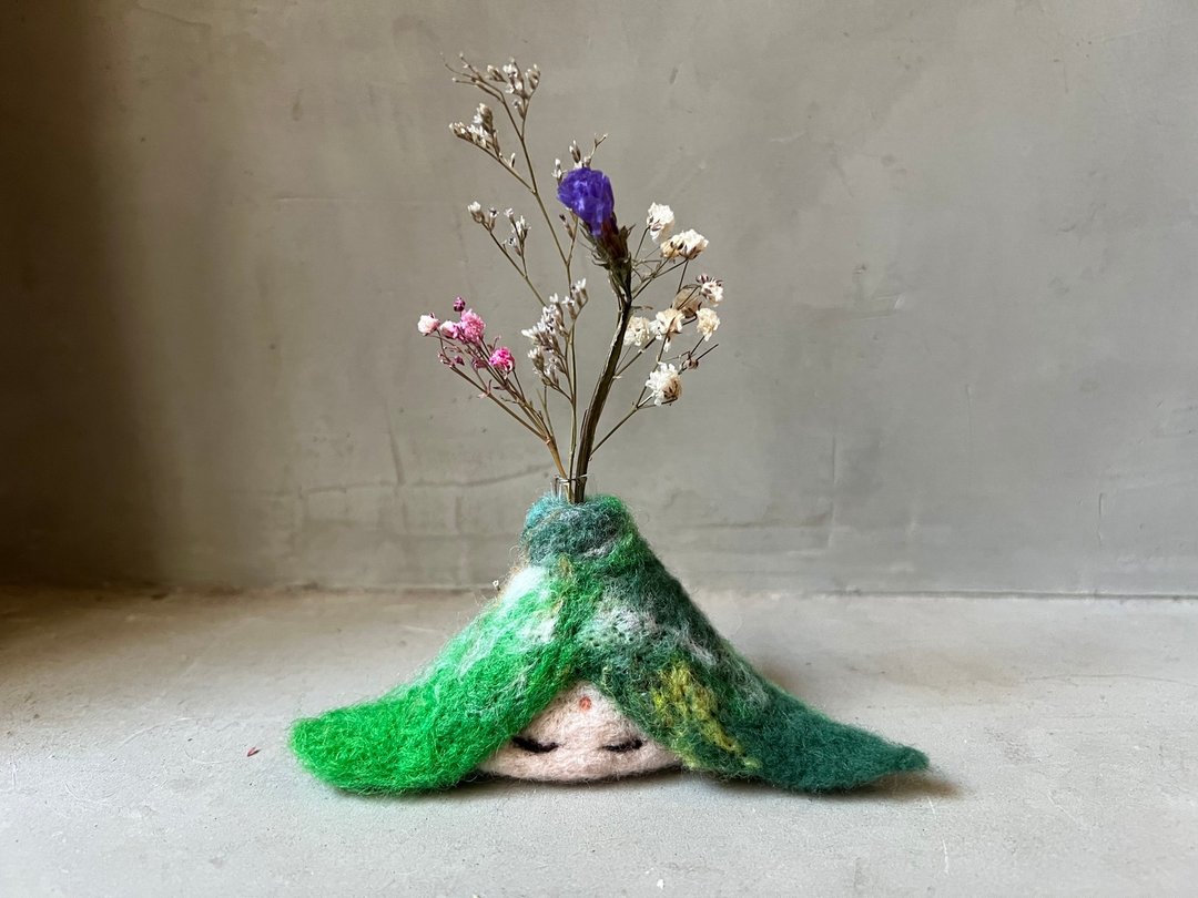 女神小山花器 - 花瓶/陶器 - 羊毛 绿色