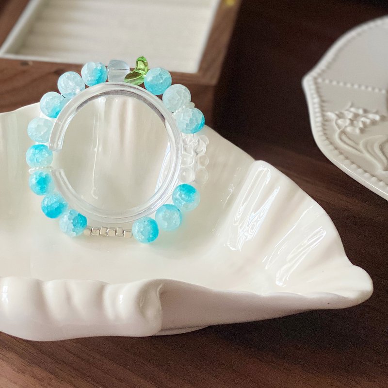 夏日海风 玉碎琉璃珠设计手串 - 手链/手环 - 压克力 蓝色
