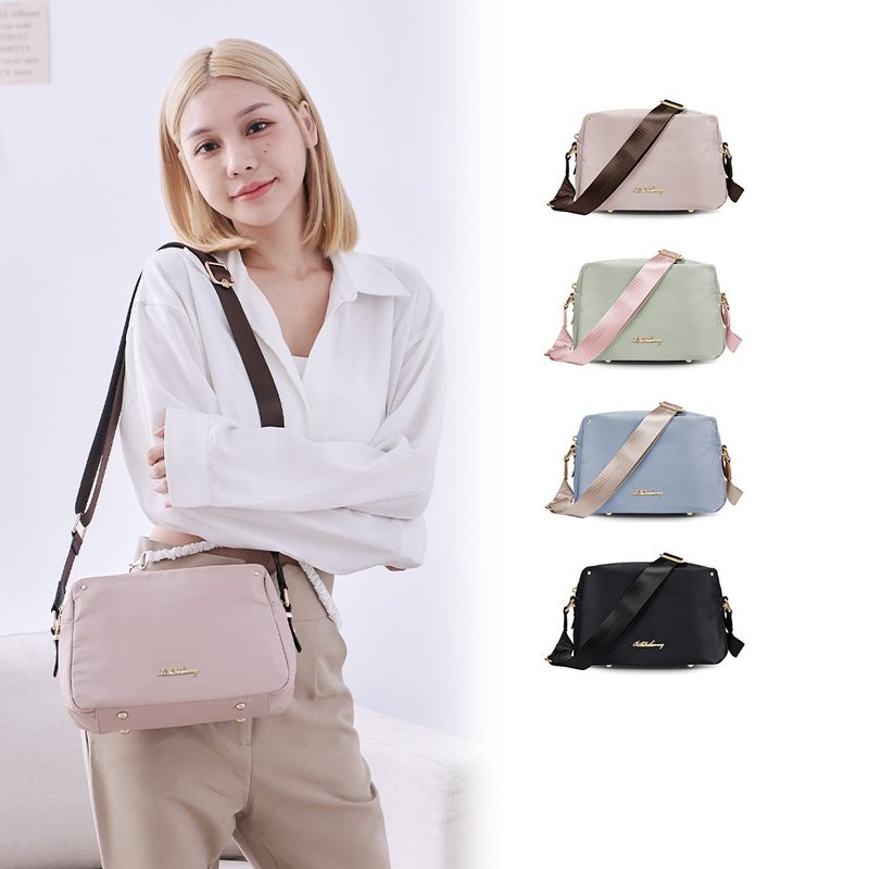 【时尚素色】知性巴黎 - 优雅美学多层收纳斜背包 - 共四色 - 侧背包/斜挎包 - 尼龙 多色