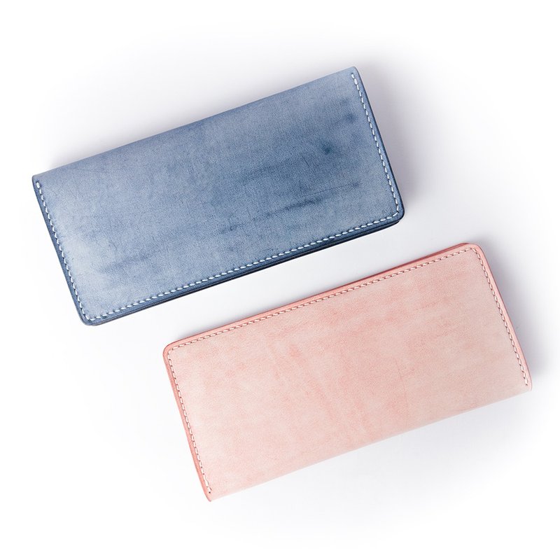 【定制化礼物】MISTER意大利植鞣擦蜡皮【手缝长夹】定制化刻字真 - 皮夹/钱包 - 真皮 多色