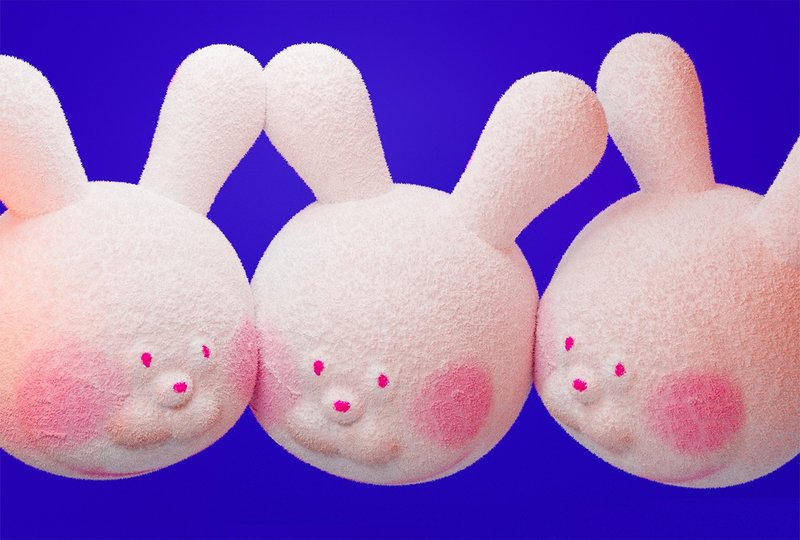 【月巴兔】三只兔子开会(蓝)  限量明信片 - 卡片/明信片 - 纸 