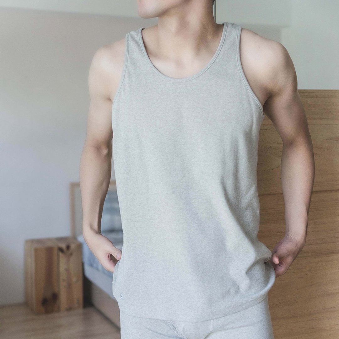97%GOTS认证有机棉素面亲肤圆领男背心-共3色 - 男士内衣裤 - 棉 多色