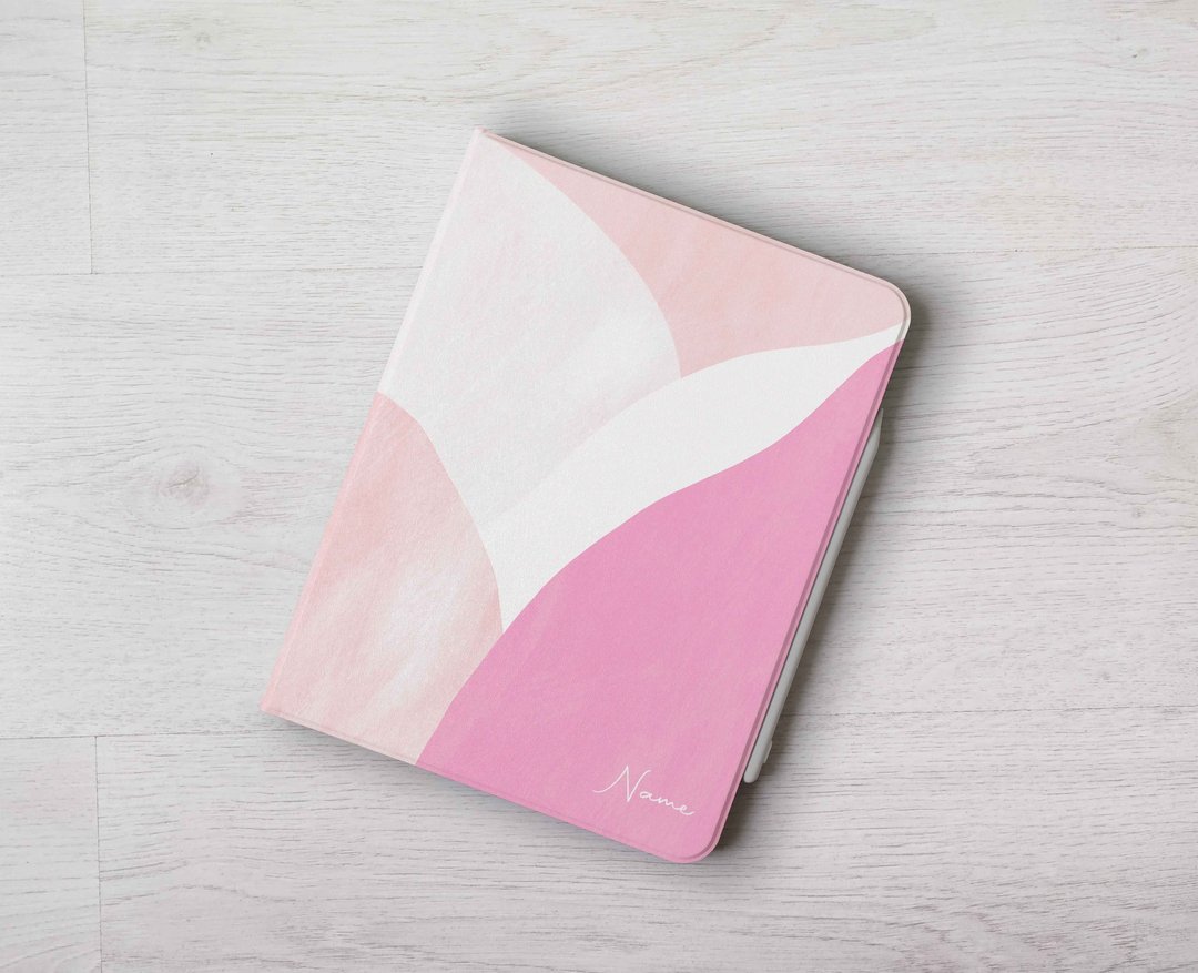 免费加名粉色抽象风 iPad case笔槽保护壳Pro 13 Air 7 11代 - 平板/电脑保护壳 - 塑料 粉红色