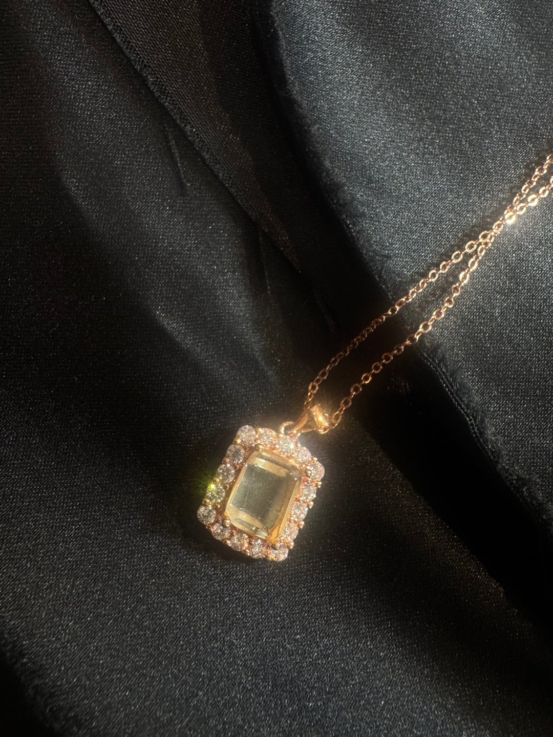 Citrine Necklace 黄水晶 项链 镀 14k 玫瑰金 宝石 项链 - 项链 - 半宝石 