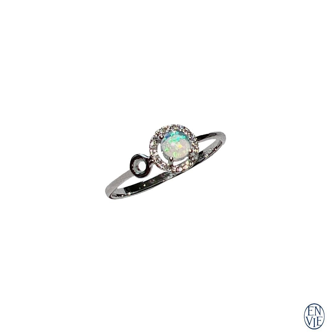 18K 澳洲蛋白石戒指 18K Australian Opal Diamond Ring - 戒指 - 贵金属 