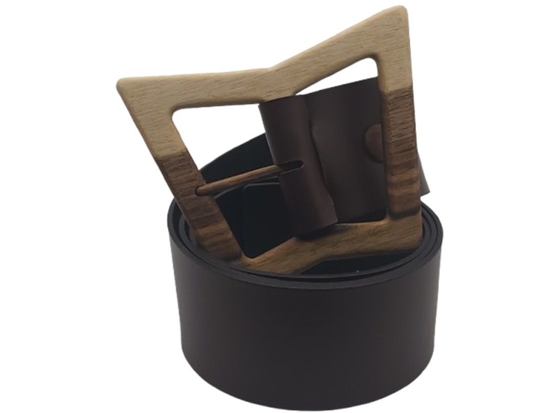 Wood Belt Bryce Free 624 - 胡桃木棕色真皮皮带 - 皮带/腰带 - 木头 咖啡色