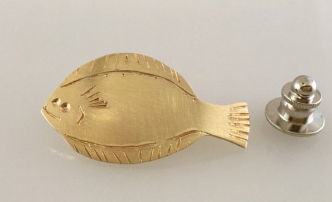 ◇ Flounder ◇ Brass pins - 胸针 - 其他金属 