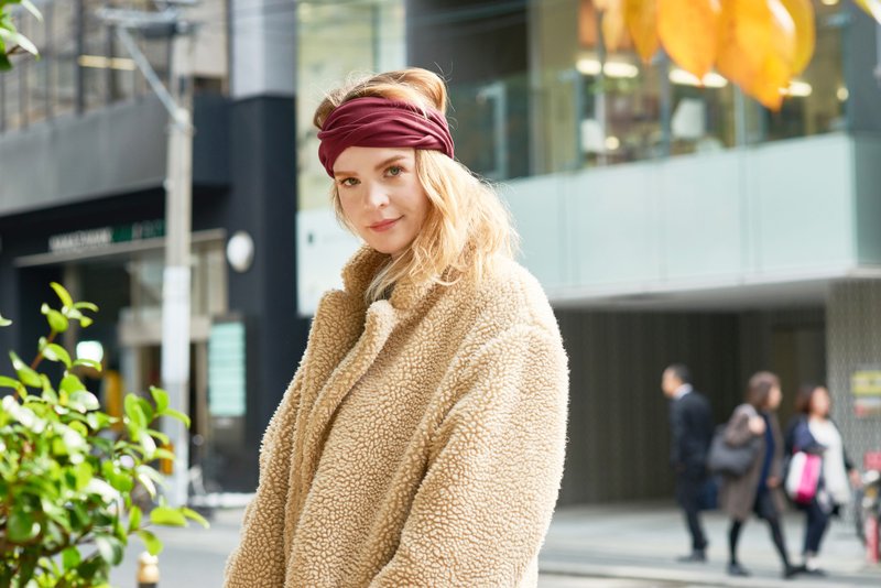 男士无限发带．头巾．弹性柔软棉质发箍．化疗头巾 - 发饰 - 棉．麻 红色