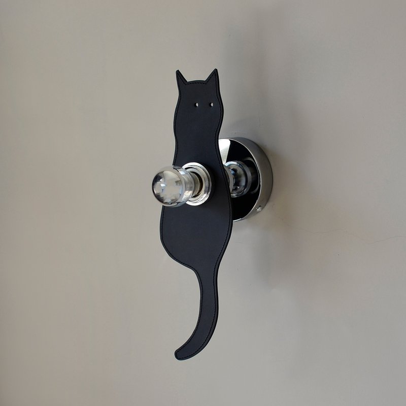 【喵の影】皮革壁灯 猫咪剪影 牛皮订制 - 灯具/灯饰 - 真皮 黑色