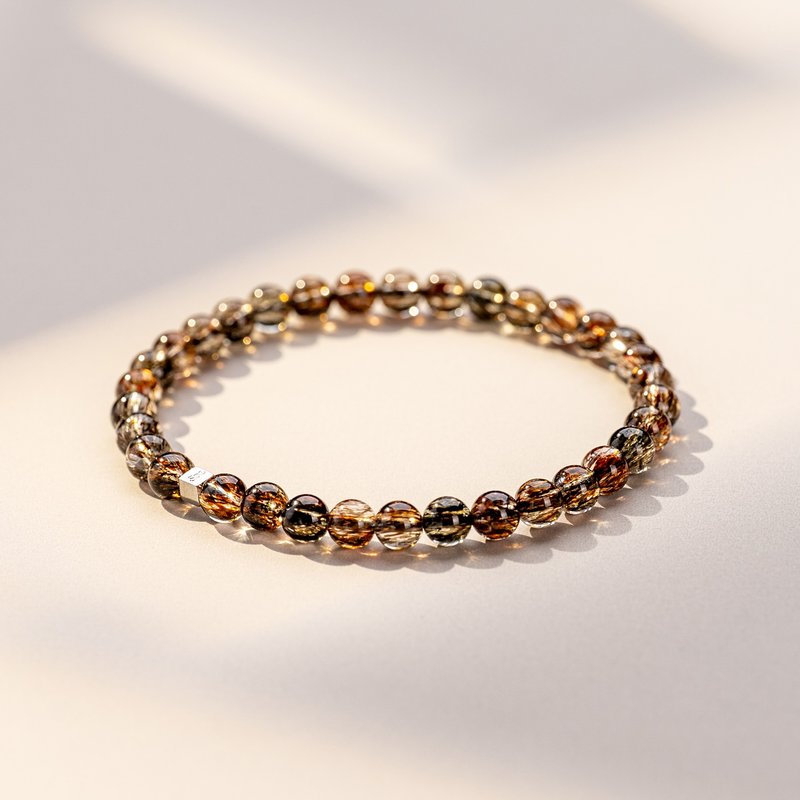 冰透黑金超 | 天然能量水晶手串 | 4.5-5.5mm D11208 - 手链/手环 - 水晶 黑色