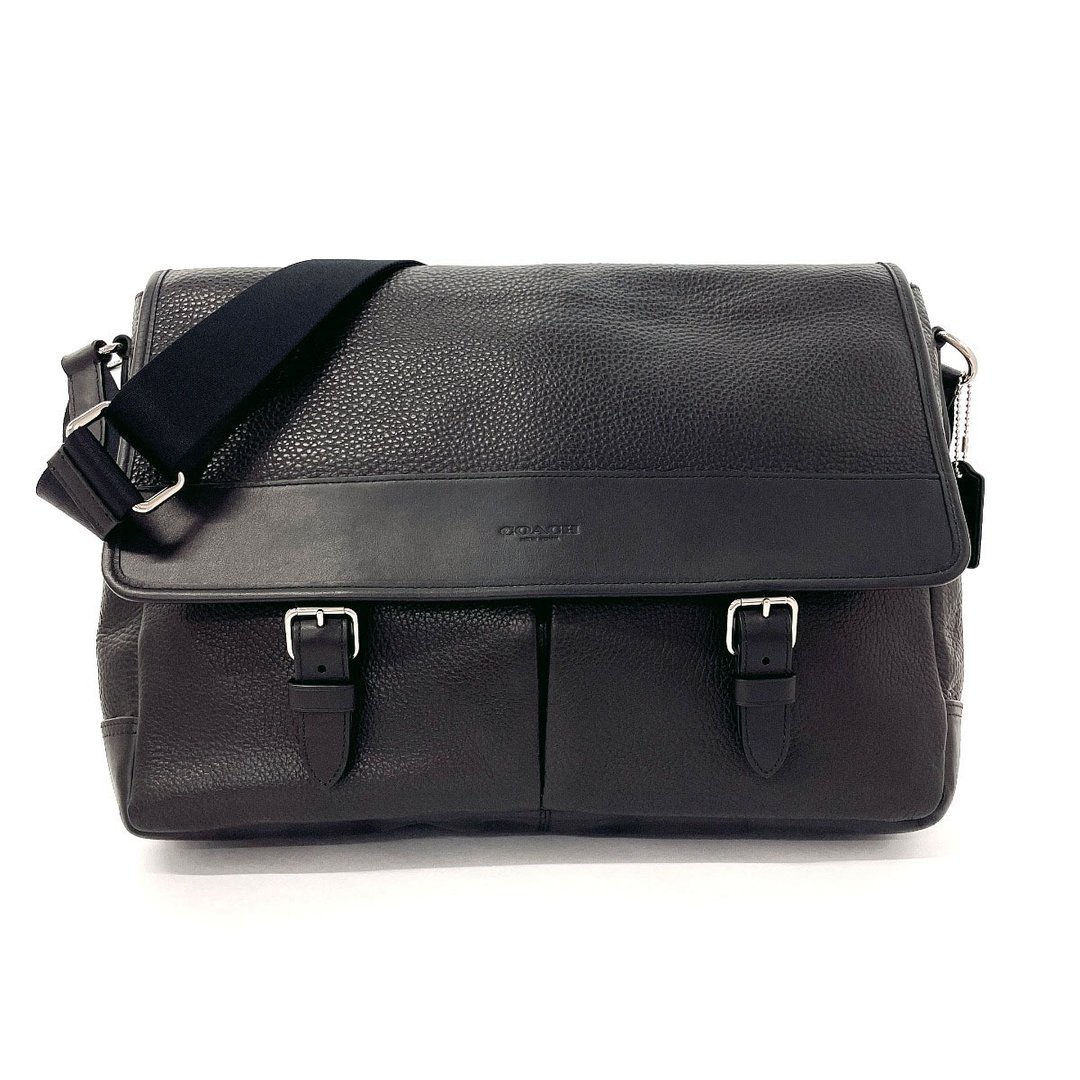 【日本直送 二手美品】蔻驰 COACH 侧背包 F54149 Henry Messenger Bag 荔枝纹皮革 黑色 通勤 学生包 - 侧背包/斜挎包 - 真皮 黑色