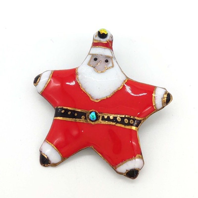 星型圣诞老人景泰蓝胸针 - 胸针 - 其他金属 红色