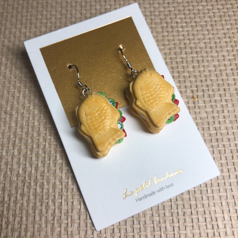水果鲷鱼烧—黏土食物系列耳环/耳夹 - 耳环/耳夹 - 粘土 