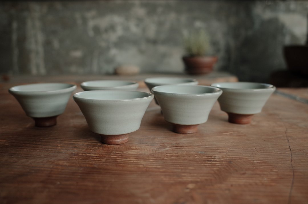 茶杯家庭组 l 烟青系列 6入 青瓷陶茶杯组 - 茶具/茶杯 - 陶 绿色