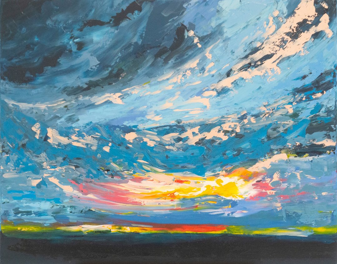 日落画海景自然原创艺术天空景观墙艺术航海之夜 - 海报/装饰画/版画 - 其他材质 蓝色