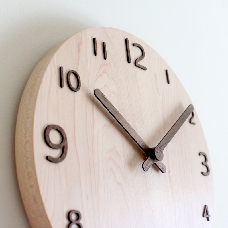 CLOCK_26 Numbers 实木静音 挂钟 时钟 台湾限量手作 硬枫木 - 时钟/闹钟 - 木头 咖啡色