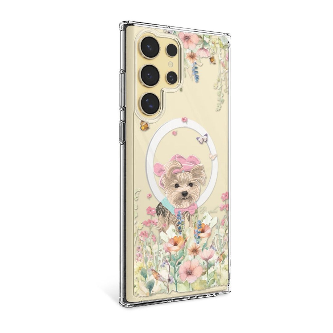 Samsung S26/S25/S24/S23 轻薄军规防摔磁吸手机壳 - 花草约克夏 - 手机壳/手机套 - 其他材质 多色