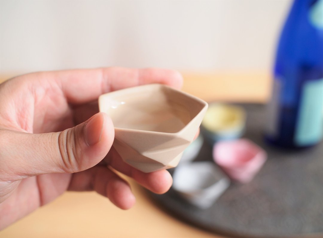 origami sakecup caramelcolor - 酒杯/酒器 - 陶 咖啡色
