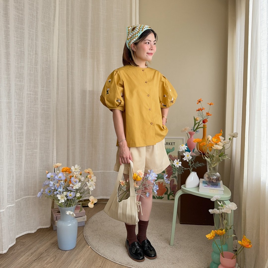 Juliet 宽版棉质上衣 :  Honey Bee - 女装上衣 - 棉 黄色