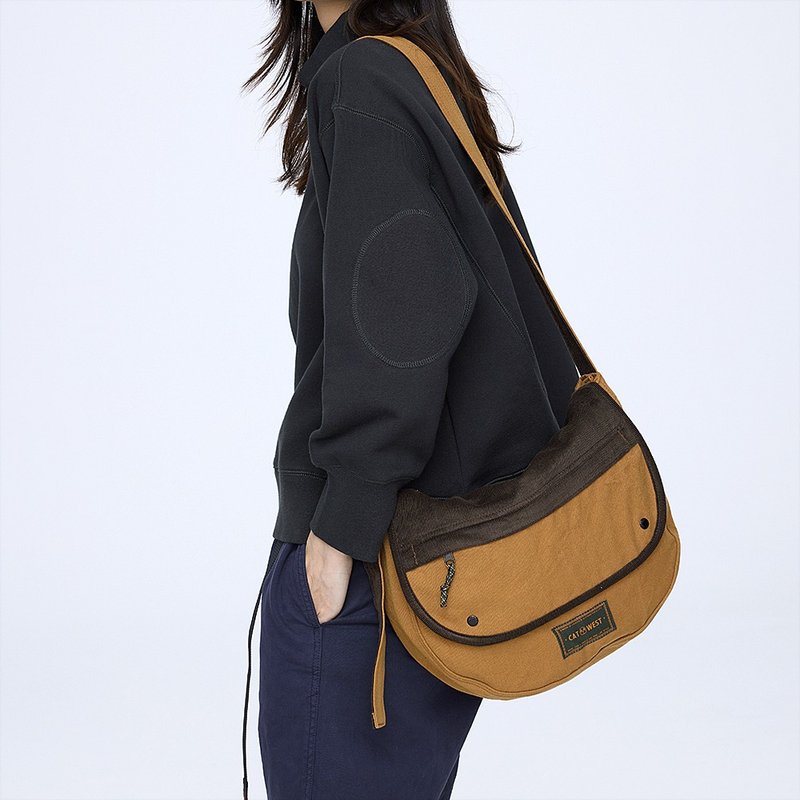 猫西CATWEST原创工装斜挎包日系复古肩背包男女中性款日常背包新 - 侧背包/斜挎包 - 棉．麻 