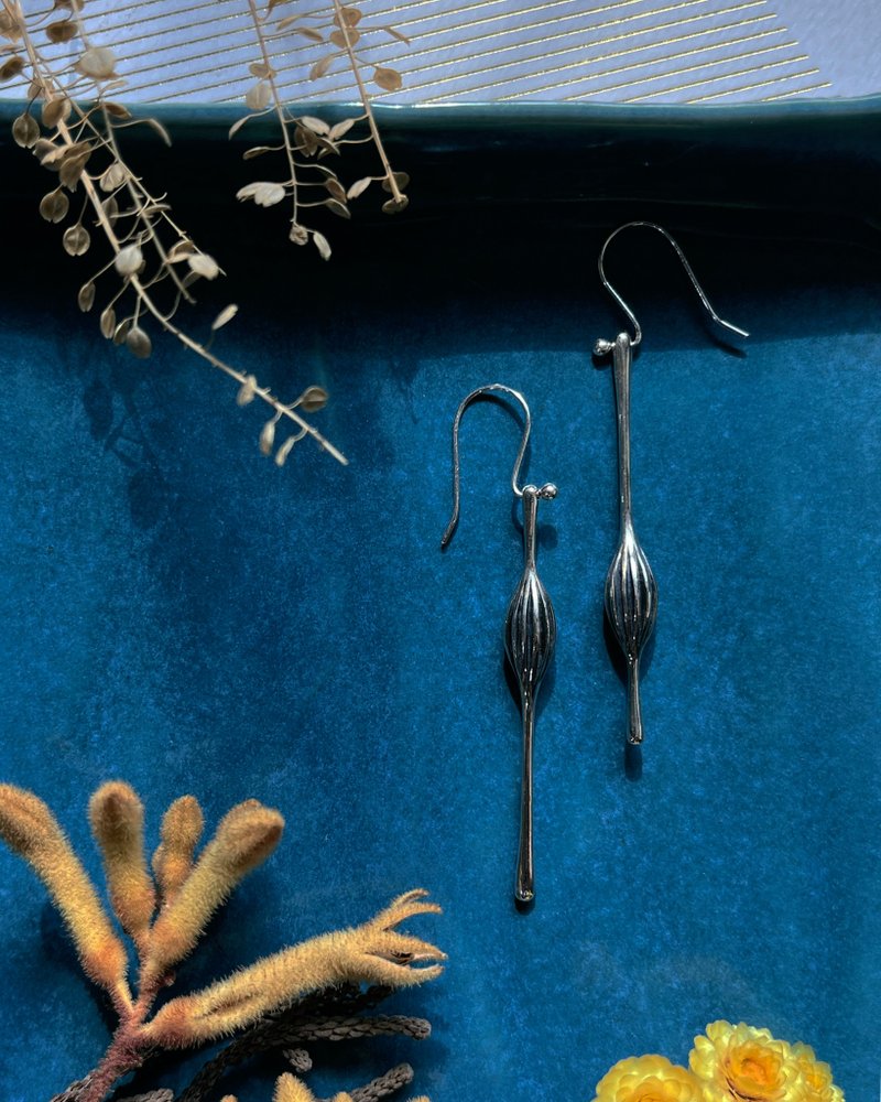 谜系列 03耳饰 - 耳环/耳夹 - 纯银 白色