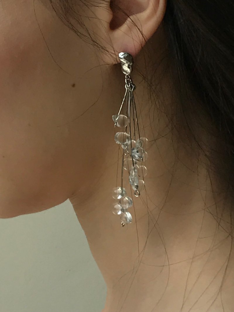 澈染体耳环/耳夹可 华丽耳环 约会饰品 透明 耳夹耳环 夹式 浮夸 - 耳环/耳夹 - 琉璃 透明