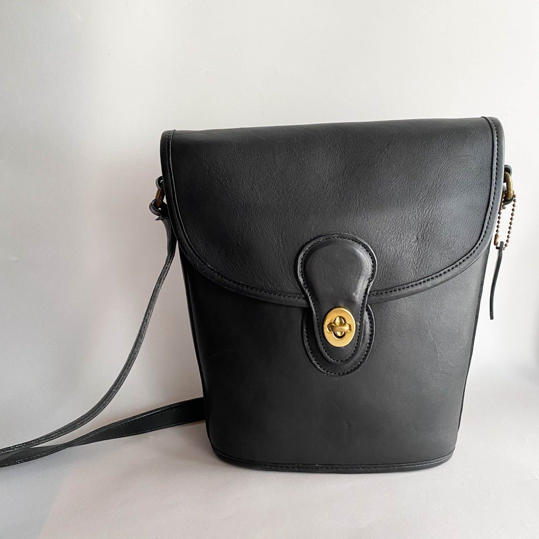 中古Coach│斜背包│侧背包│单肩包│真皮手袋│女友礼物│古着 - 侧背包/斜挎包 - 真皮 黑色