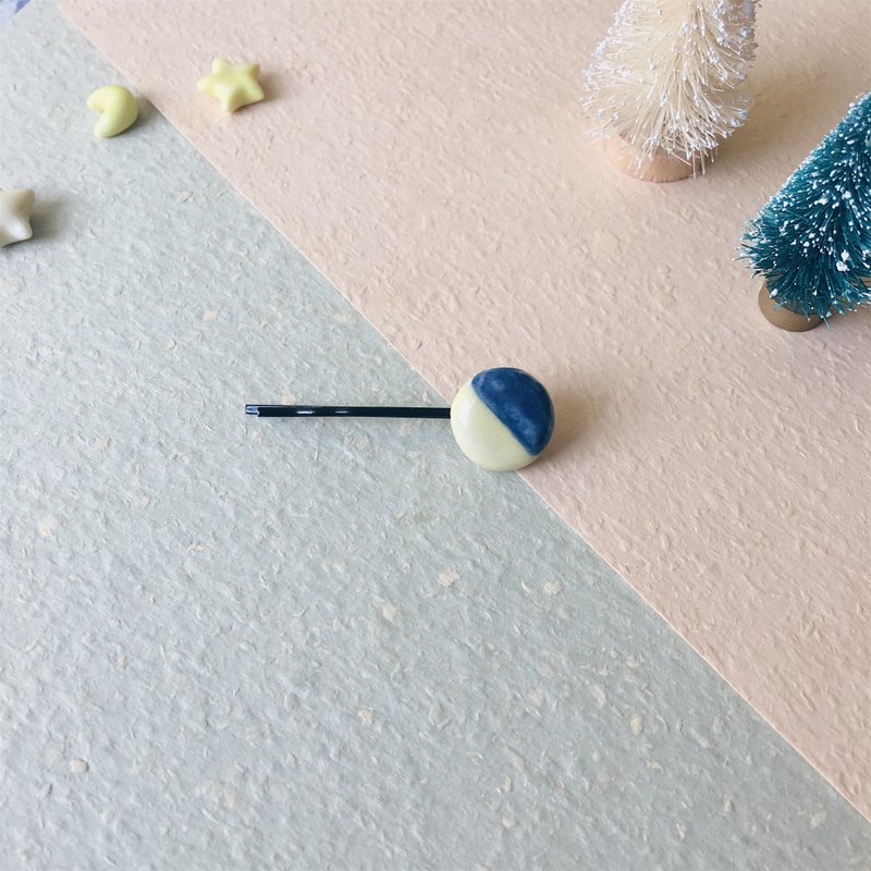 石下/ 节日系列 几何双色 深蓝+黄 陶瓷 发夹 - 发饰 - 瓷 多色