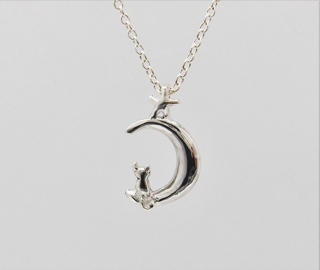 Hoshitsuki cat necklace - 项链 - 其他金属 灰色