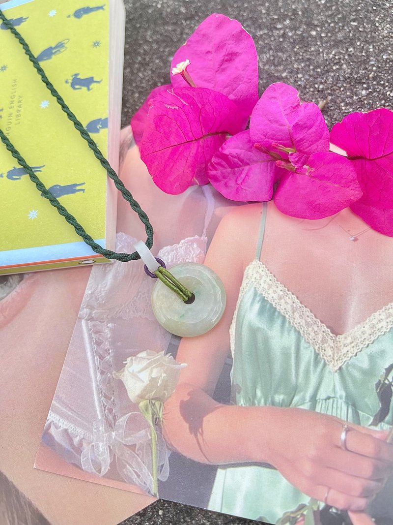 冰黄绿平安扣项链 |天然缅甸翡翠 - 项链 - 玉石 金色