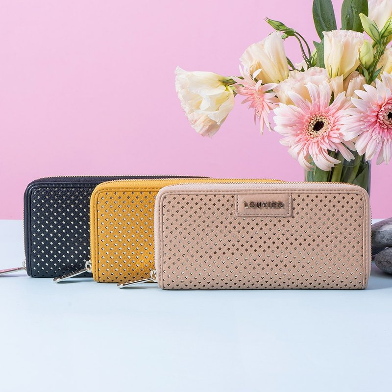 真皮镂空长银包/男女长夹/零钱包/牛皮多用途手拿包/大容量钱包 - 皮夹/钱包 - 真皮 黑色