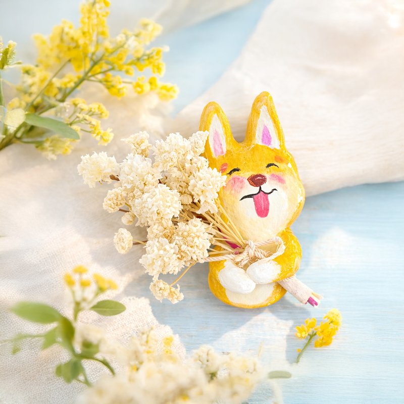 柴犬 磁吸别针 磁铁 别针 胸针 - 胸针 - 粘土 