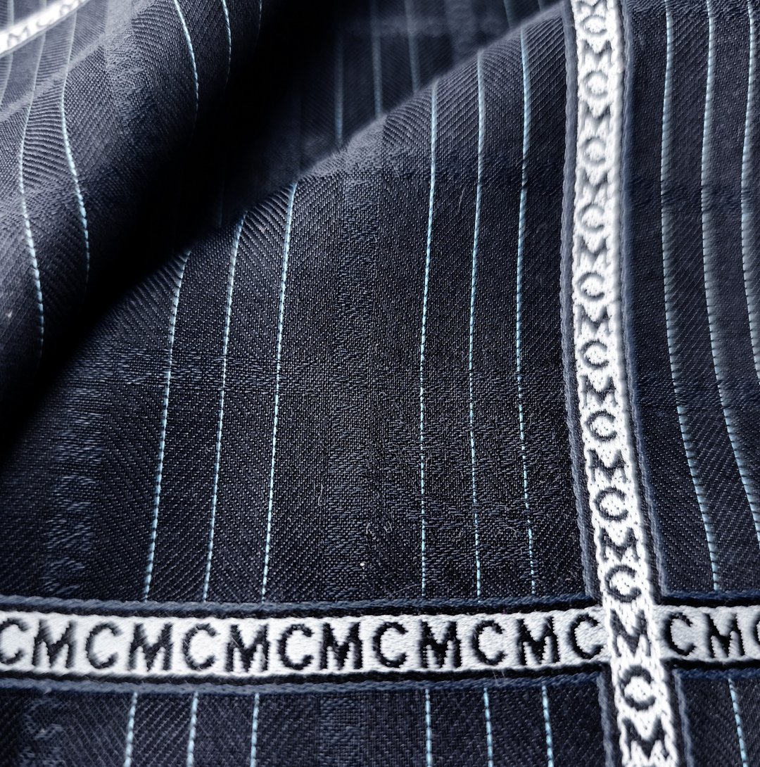 MCM Vintage 手帕 几何满版 Logo 图案 19 x 18.5 英寸 - 手帕/方巾 - 棉 蓝色