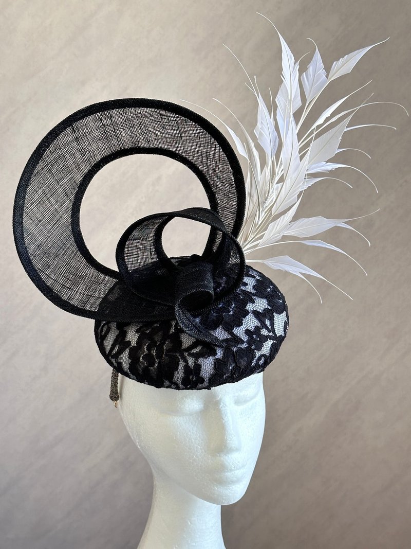 黑白色礼帽 - 帽子 - 棉．麻 黑色