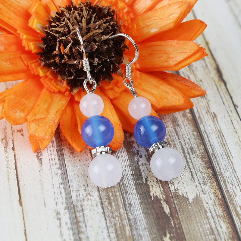 设计师经典耳环 | 倾城风华系列 | 碧海 - 耳环/耳夹 - 玉石 蓝色