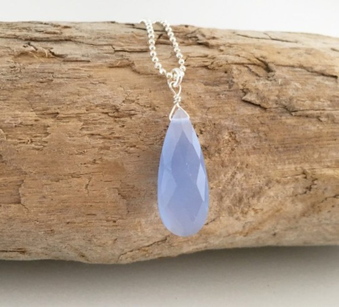 ◆ Lavender Blue Chalcedony ◆ Silver Necklace - 项链 - 宝石 