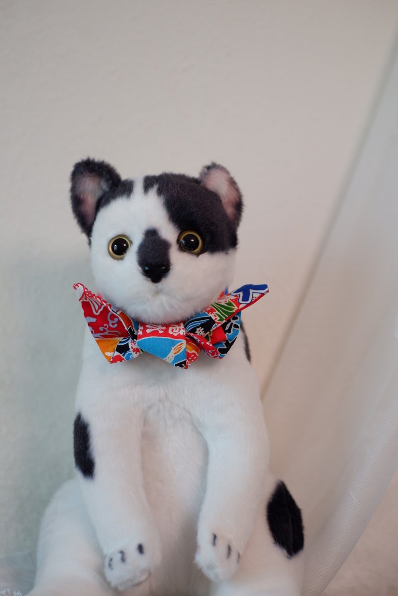 和风可调整尺寸宠物颈带(适合30cm或以下) - 项圈/牵绳 - 棉．麻 蓝色