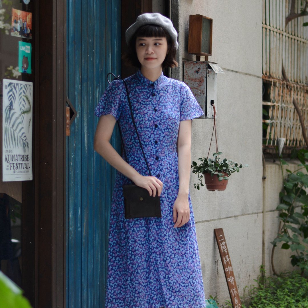 空梅 |  日本古着短袖洋服 - 洋装/连衣裙 - 其他材质 多色