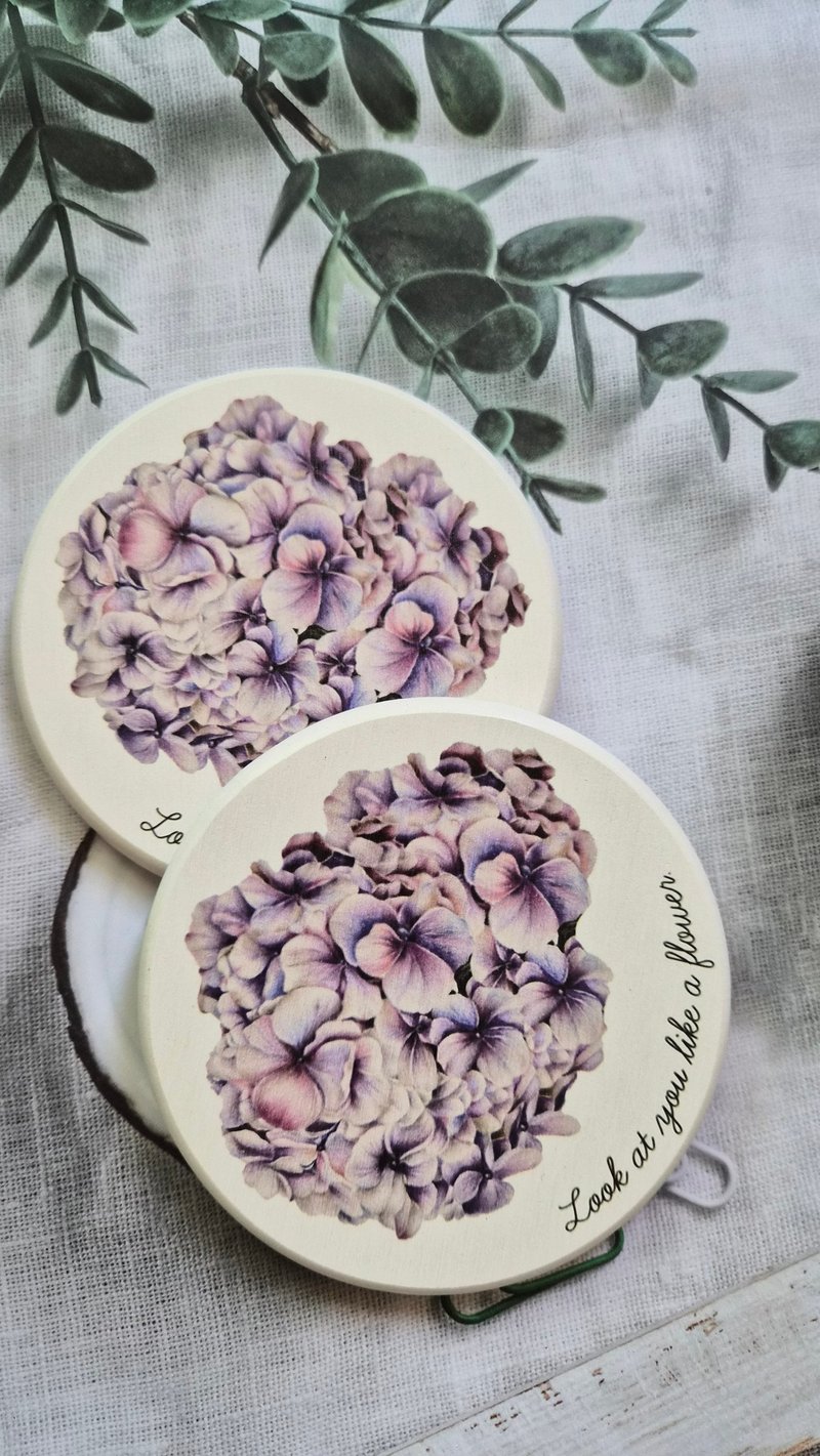 古典绣球手绘杯垫 - 杯垫 - 防水材质 