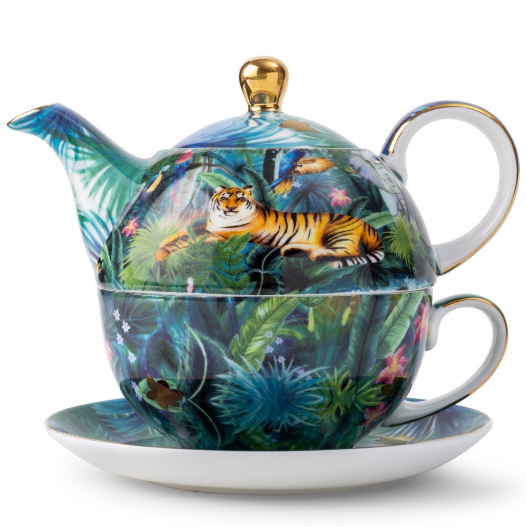 【T2 tea】老虎的丛林梦单人杯壶套组 - 茶具/茶杯 - 瓷 
