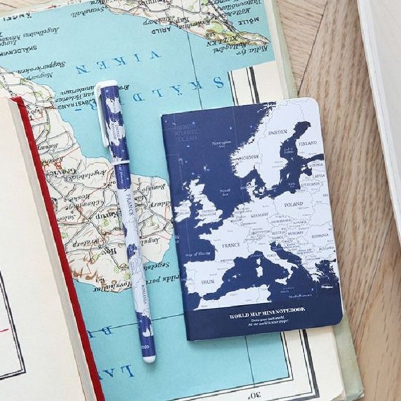 indigo-世界地图0.5黑色原子笔-深蓝,IDG05009 - 圆珠笔/中性笔 - 塑料 蓝色